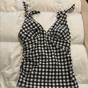 Black and White Checkered Tankini Top